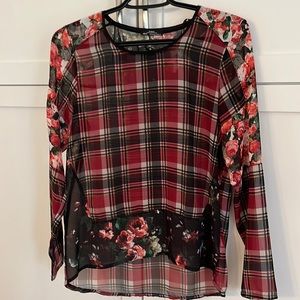 Zara sheer plaid blouse
